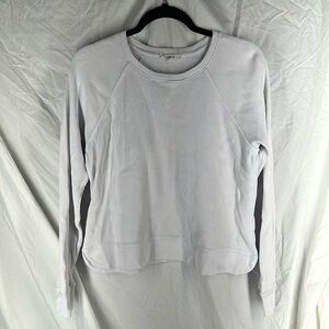 Leallo Crew Neck Long Sleeve Waffle Knit Women’s Top White Size Small